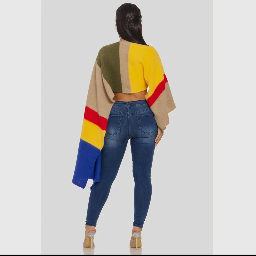 Colorful Asymmetrical Poncho - Picture 2 of 4